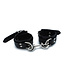 Kiotos Leather Stilvolle schwarze Lederhandschellen mit Kette – verstellbar und robust