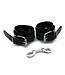 Kiotos Leather Stylish Black Leather Handcuffs with Chain - Adjustable & Durable
