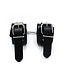 Kiotos Leather Stilvolle schwarze Lederhandschellen mit Kette – verstellbar und robust