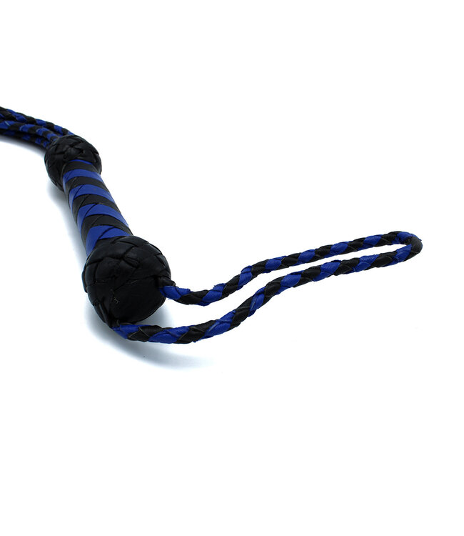 Kiotos Leather Kiotos 9-Tail Leather Whip Black & Blue - 66 cm, Perfect Control & Style