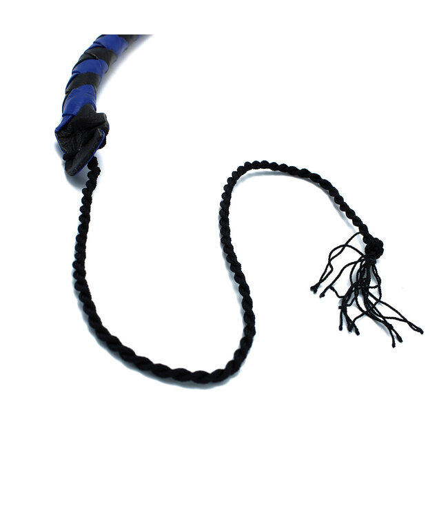 Kiotos Leather Stylish 90cm Black & Blue Leather Whip - Durable & Versatile