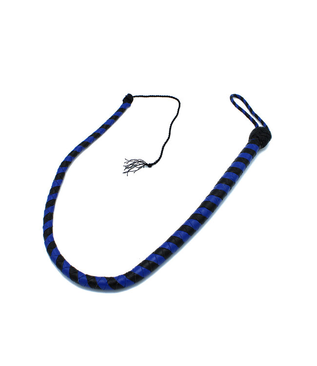 Kiotos Leather Stylish 90cm Black & Blue Leather Whip - Durable & Versatile