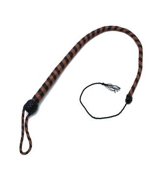 Kiotos Leather Stijlvolle Leren Zweep 90 cm Zwart en Bruin - Duurzaam & Perfect voor Impact