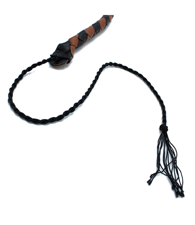Kiotos Leather Stijlvolle Leren Zweep 90 cm Zwart en Bruin - Duurzaam & Perfect voor Impact