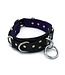 Kiotos Leather Luxuriöses schwarzes Leder-Halsband 56 cm mit O- und D-Ringen