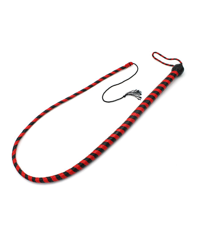Kiotos Leather Elegante Lederpeitsche Schwarz & Rot 140 cm – Für Einsteiger & Profis