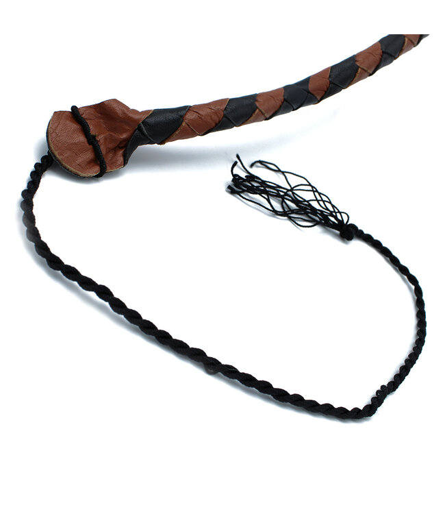 Kiotos Leather Stylish 140 cm Black & Brown Leather Whip - Durable & Versatile