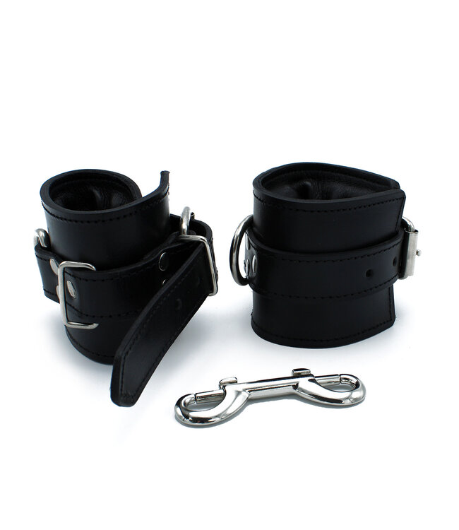 Kiotos Leather Comfortable Black Leather Padded Wrist Cuffs for Secure Restraint