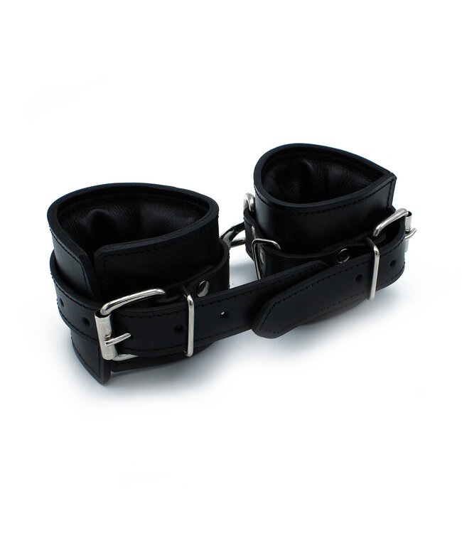 Kiotos Leather Bequeme schwarze Leder-Handfesseln mit Polsterung – Verstellbar & Haltbar