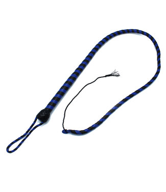 Kiotos Leather Durable Black & Blue Leather Whip 140 cm - Stylish Impact Play Accessory