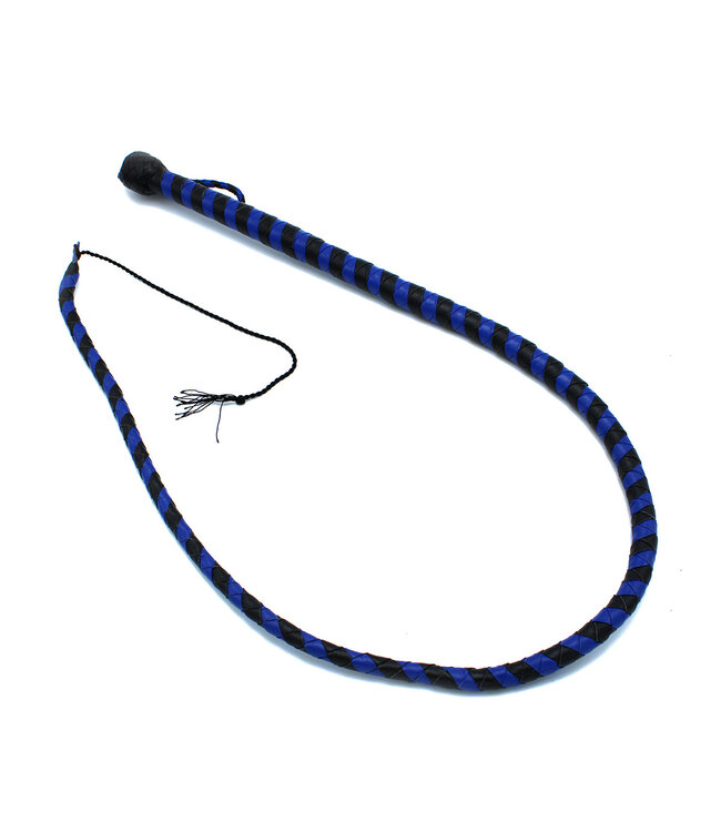 Kiotos Leather Stijlvolle Leren Zweep Zwart & Blauw 140 cm voor Rollenspellen en Meer