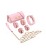 Kiotos Leather BDSM Deluxe Set 5-teilig in Rosa – Veganes Luxus für aufregende Spiele