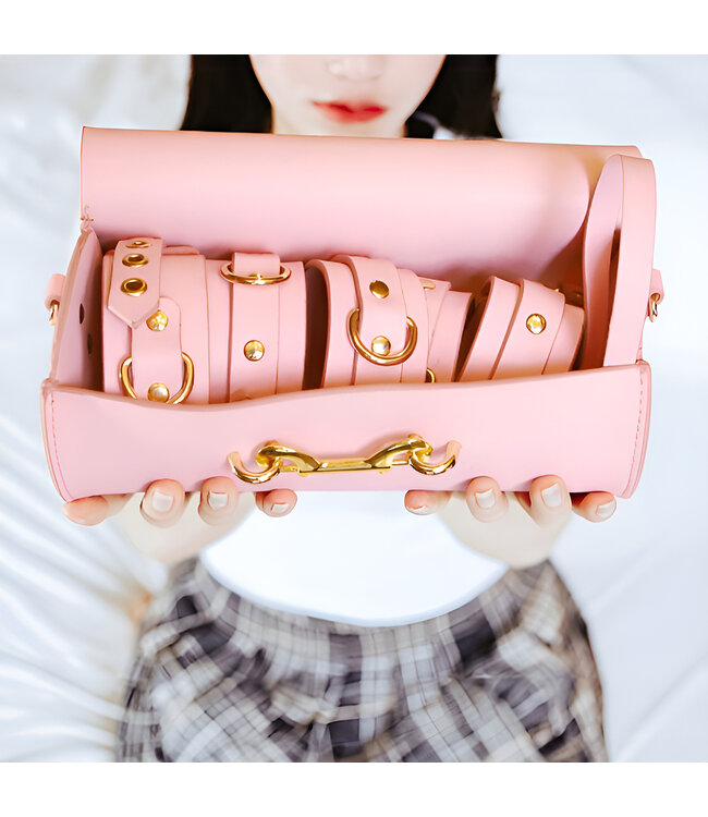 Kiotos Leather Verkenning van BDSM: Luxe 5-Delige Roze Set van Veganistisch Pu-Leer