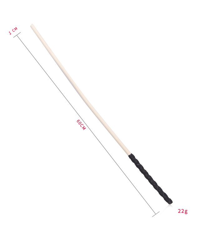 Kiotos Leather Rotan Cane Whip 60 cm | Flexibele Bamboe met Zwarte Handgreep voor Avonturen