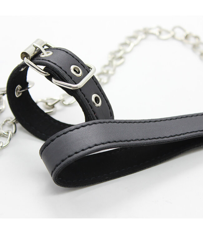 Kiotos Leather PU-Leder-Schnalle mit Stahlkette 115 cm – Kontrolle & Komfort