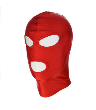 Kiotos Leather Red 3-Hole BDSM Mask - Comfortable Spandex for Fetish Play