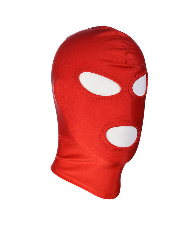 Kiotos Leather Rood Spandex BDSM Masker met 3 Openingen voor Ultimative Fetish Avonturen