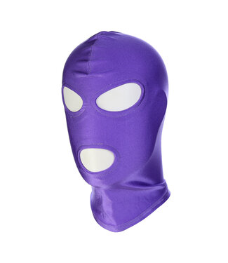 Kiotos Leather Paars Spandex BDSM-Masker met 3 Openingen voor Ultiem Genot