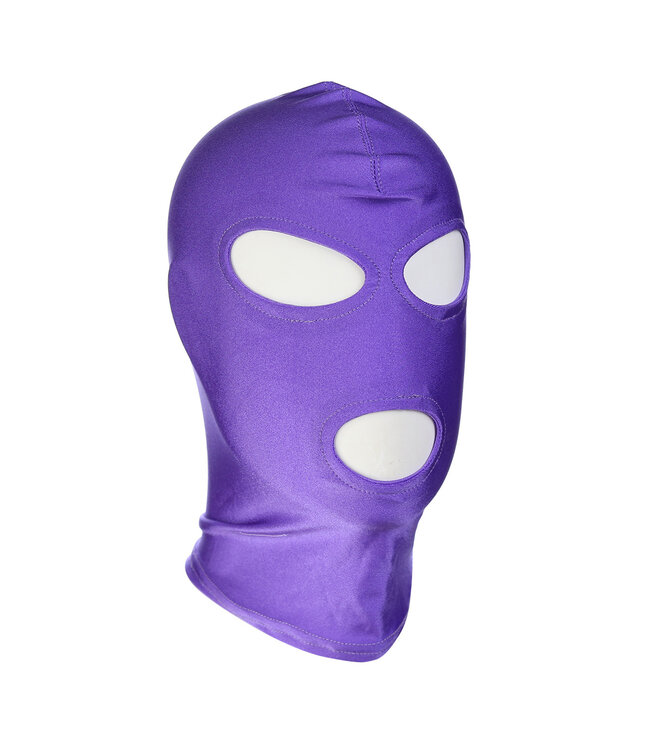 Kiotos Leather Comfortable Purple Spandex BDSM Mask with 3 Holes for Ultimate Fun