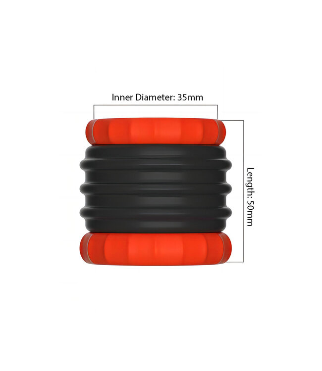 Kiotos Sport Balls 2-in-1 Flexible Silicone Cock Ring & Stretcher - Black & Red Design