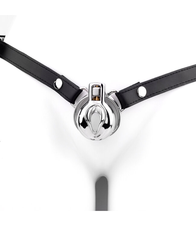 Kiotos Steel Elegante Ultrakorte Kuisheidsapparaat voor Vulva met PU-Leren Riem