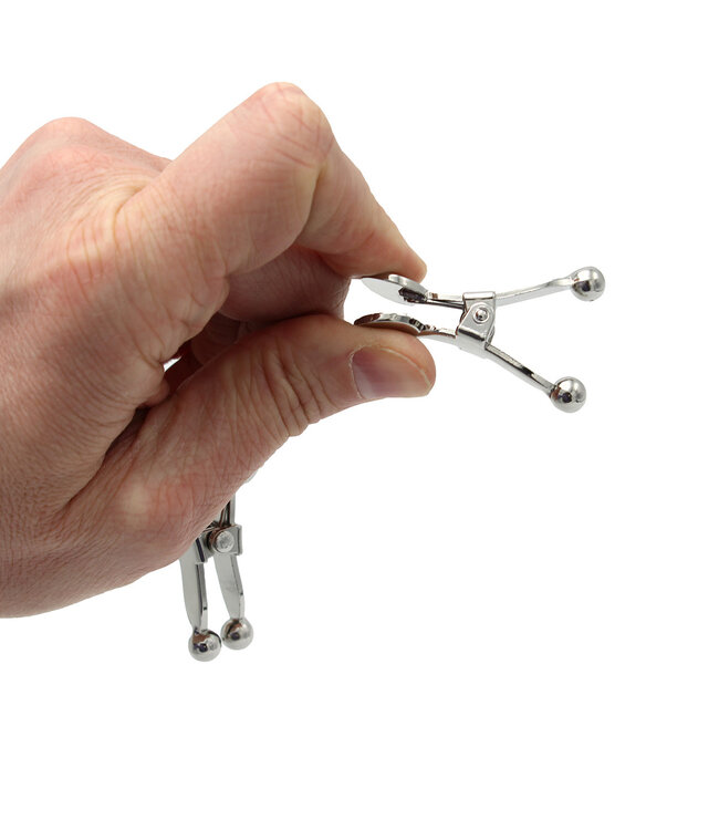 Kiotos Steel Elegant Silver Nipple Clamps with Ball Tips for Sensual Pleasure