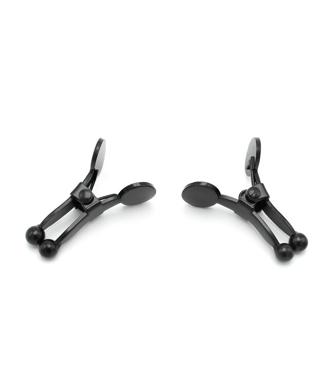 Kiotos Steel Matte Black Nipple Clamps with Ball Tips for Elegant Pleasure
