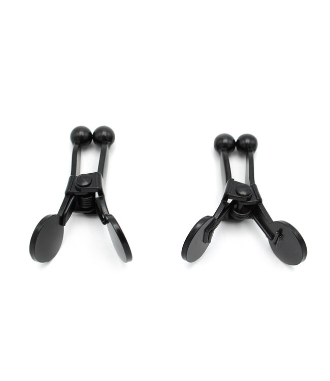 Kiotos Steel Elegante mattschwarze Nippelklemmen mit Kugelspitzen für intensives Vergnügen