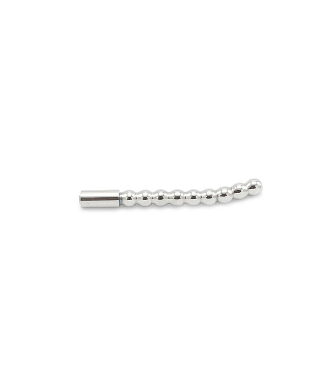 Kiotos Steel Curved 8mm Stainless Steel Penis Plug with Bead Pattern & Stones