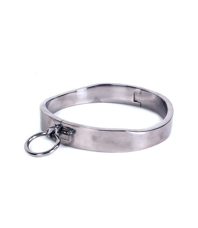 Kiotos Steel Einzigartiges ovales Edelstahlhalsband mit verstellbarem O-Ring