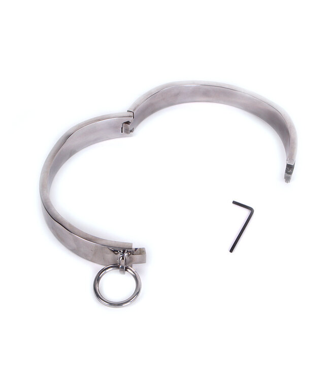 Kiotos Steel Einzigartiges ovales Edelstahlhalsband mit verstellbarem O-Ring