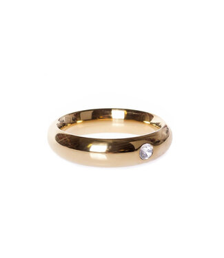 Kiotos Steel Luxe Gouden Donut Cockring 40mm met Glanzende Steen - Comfort & Elegantie