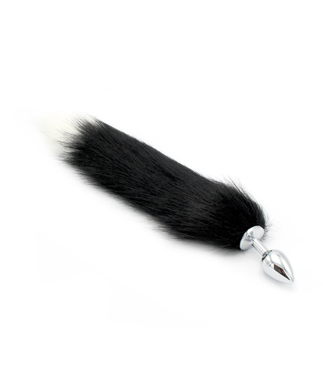 Kiotos Steel Schwarz-weißer Fuchsschwanz-Buttplug 46 cm | Anfängerfreundlich