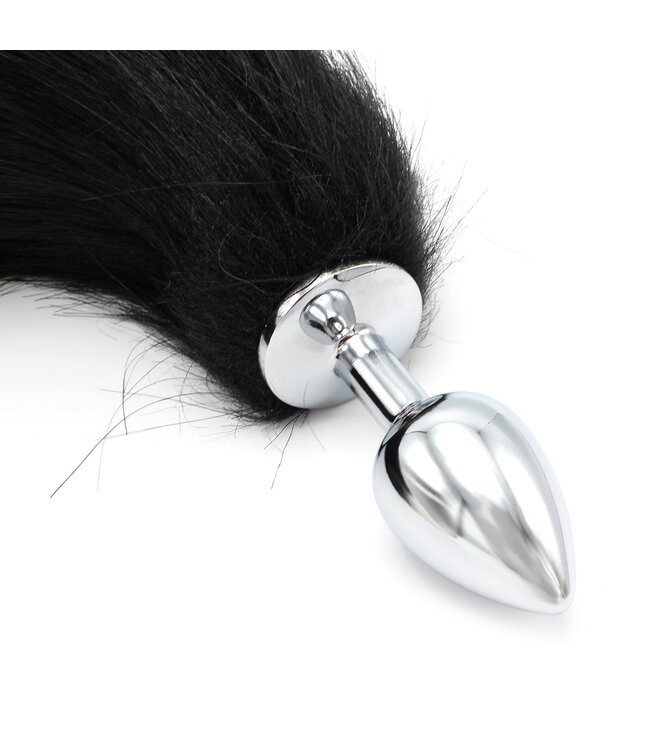 Kiotos Steel Zwart-Witte Vossenstaart Buttplug 46 cm | Perfect voor Beginners & Kinky Plezier