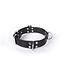 Kiotos Steel Deluxe Zwarte Bondage Halsband met 4 D-Ringen – Verstelbaar & Comfortabel