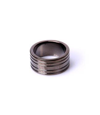 Kiotos Steel Zwarte Ribbels Cockring 40mm | Kiotos Premium Roestvrij Staal met Grip