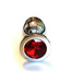 Kiotos Steel Polished Stainless Steel Butt Plug with Red Gemstone - 10 & 7.1 cm