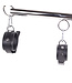 Kiotos Steel Luxury Black Leather Spreader Bar Set 76 cm with Adjustable Cuffs