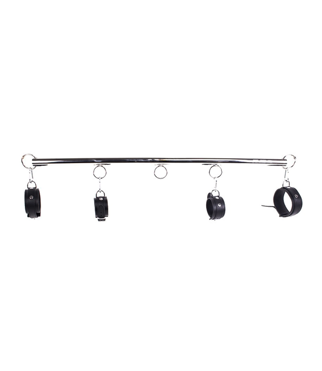 Kiotos Steel Luxe Zwarte Leren Spreidstang Set 76 cm – Voor Comfortabele Bondage Ervaringen