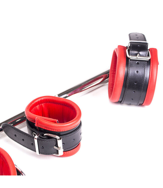 Kiotos Steel Deluxe Red Leather Spreader Bar Set with Luxury Cuffs - 76 cm