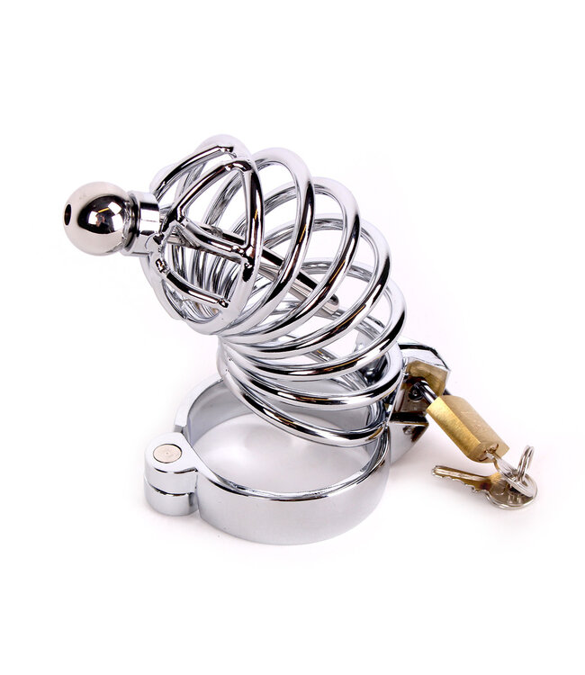 Kiotos Steel Stainless Steel Chastity Cage with Removable Plug - Safe & Comfortable