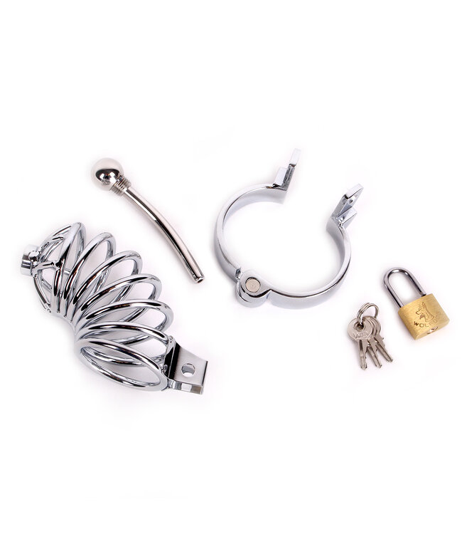 Kiotos Steel Stainless Steel Chastity Cage with Removable Plug - Safe & Comfortable