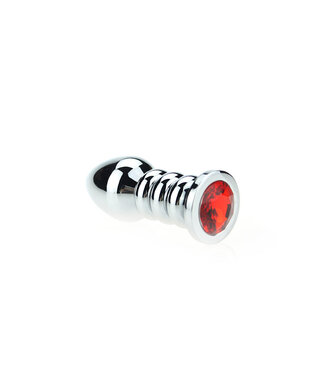 Kiotos Unisex Ribbed Red Metal Butt Plug 9.5 cm - Luxurious Pleasure for All