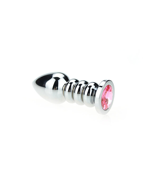 Kiotos Unisex Ribbed Pink Butt Plug - 9.5 cm for Safe, Intense Orgasms & Discreet Use