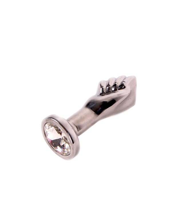 Kiotos Unisex Gepolijste Stalen Vuist Buttplug met Edelsteen - Perfecte Stimulatie