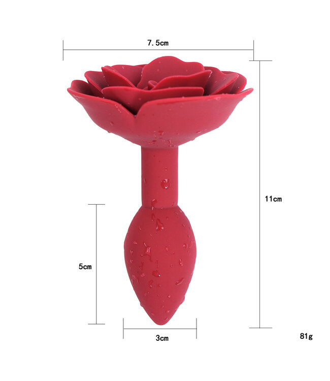 Kiotos X Label Elegant Waterproof Red Rose Silicone Anal Plug - 10.5 cm Length
