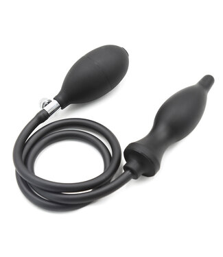 Kiotos X Label Zwarte Opblaasbare Anale Plug met Handpomp - Comfortabel & Waterdicht