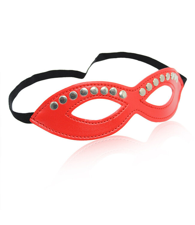 Perfect Lover Verleidend Rood PU-Leren Masker met Studs – Perfect voor Spannende Avonden