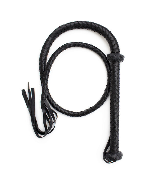 Perfect Lover BDSM Zwarte Zweep 150 cm | Luxe PU-Leer met Gevlochten Handvat