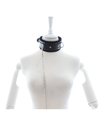 Perfect Lover Stijlvolle Gewatteerde PU-Leren Halsband met Kettingriem voor BDSM-plezier